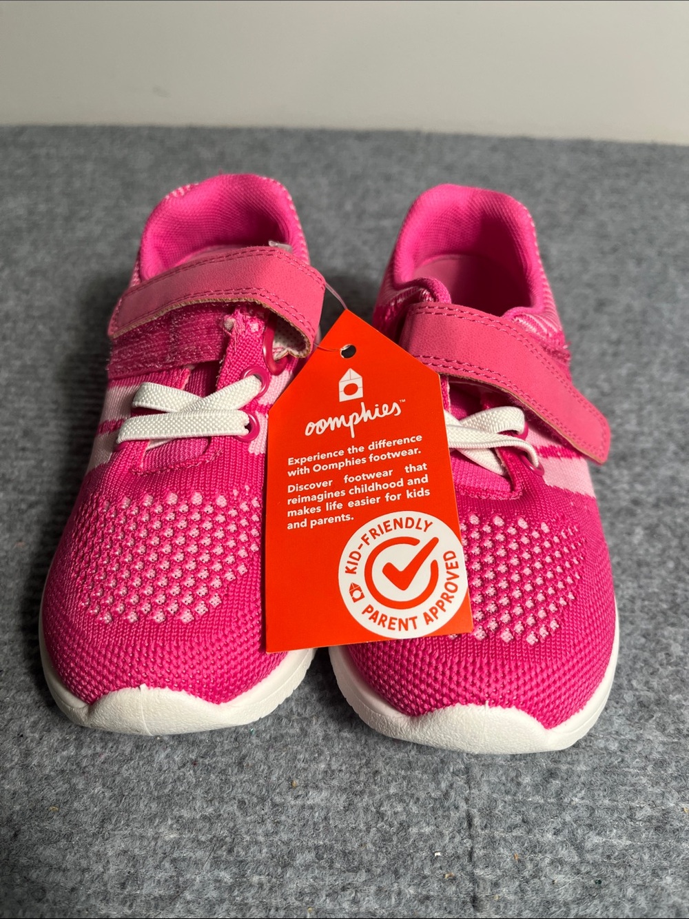 oomphies Hot Pink Kids Hook-and-Loop Athletic Sneakers